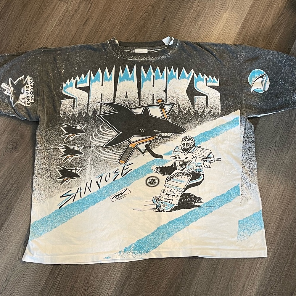 Vintage AMW Sports 1991 NHL San Jose Sharks Throwback RARE TShirt XL